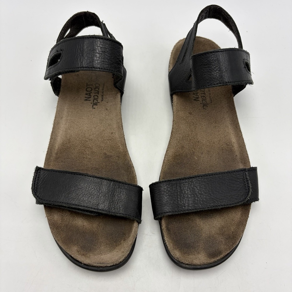 Naot Courtney Classic Flat Sandal Womens 7.5 Soft Black Leather EU 38 Read